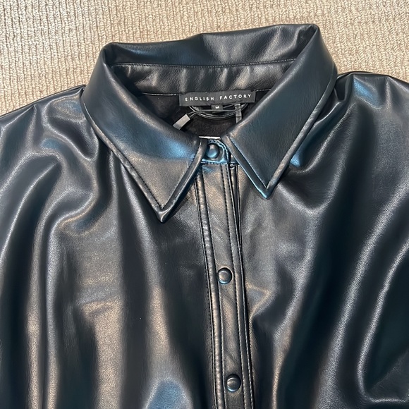 ENGLISH FACTORY faux leather cinched mini dress with snap bottoms in black M - Picture 3 of 9